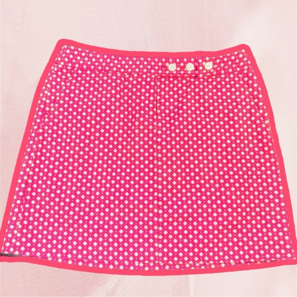 Vintage Y2K J. Crew Pink & White Diamond Dot Printed Preppy Mini Skirt Size 2 - Picture 1 of 10